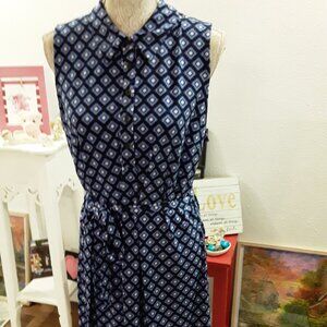 41 Hawthorn lovely blue design sleeveless midi tie-waist dress size L